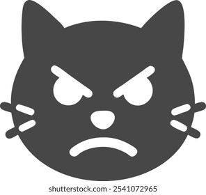 Bold angry cat silhouette vector icon, perfect for sports team mascots and brand logos. This fierce feline design adds attitude and edge to any competitive branding.