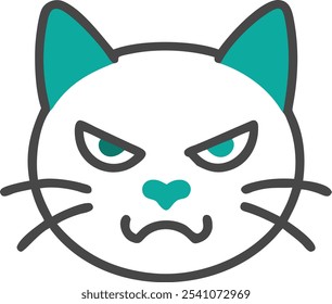 Bold angry cat silhouette vector icon, perfect for sports team mascots and brand logos. This fierce feline design adds attitude and edge to any competitive branding.