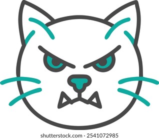 Bold angry cat silhouette vector icon, perfect for sports team mascots and brand logos. This fierce feline design adds attitude and edge to any competitive branding.