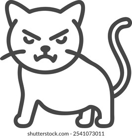 Bold angry cat silhouette vector icon, perfect for sports team mascots and brand logos. This fierce feline design adds attitude and edge to any competitive branding.