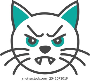 Bold angry cat silhouette vector icon, perfect for sports team mascots and brand logos. This fierce feline design adds attitude and edge to any competitive branding.