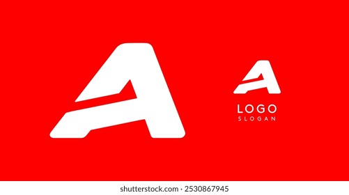 Letra angular negrito A, recortes geométricos, estilo esportivo minimalista, identidade corporativa dinâmica, logotipo atlético e automotivo, forte design tipográfico. Tipo de vetor