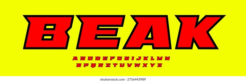 Bold angular sport font, comic racing alphabet, sharp display letters, dynamic logo typography, powerful headline style, gaming poster branding, vector type design