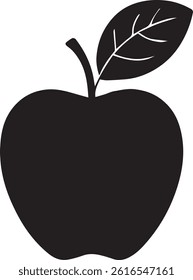 Bold apple silhouette with smooth edges and classic fruit outline, ideal for vector artwork or clipart