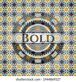 Bold arabic style badge. Arabesque decoration. 