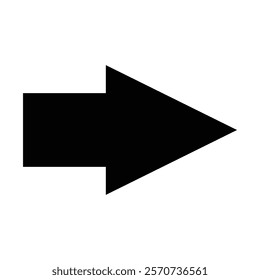 Bold arrow icon in black style. Thick arrow icon vector isolated on white background.