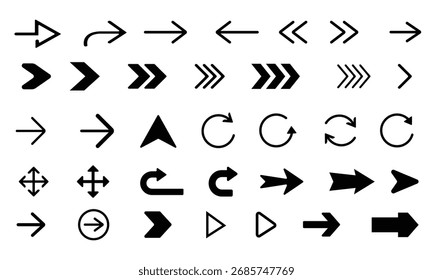 Bold Arrow Icon Set Collection Isolated on White Background