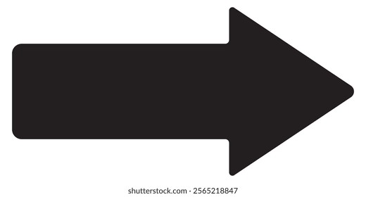 bold arrow icon vector isolated on white background. Long arrow vector icon. Black arrow pointing right. Black large arrow pointing right.