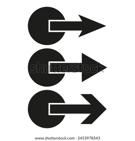 Bold arrow icons. Directional black vectors. Progress indicators. Vector illustration. EPS 10.