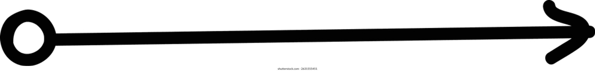 A bold arrow points right with a circular end.  This directional pointer shows airflow using a thick line and a simple, hand-drawn style. Cartoon vector illustration