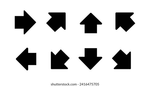 Bold arrow sign collection, set of black arrows icons, isolated on white background - Vector illustration. eps file 35.
