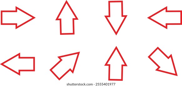 Bold arrow sign collection, set of black arrows icons, isolated on white background - Vector Illustration .