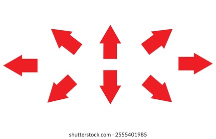 Bold arrow sign collection, set of black arrows icons, isolated on white background - Vector Illustration .