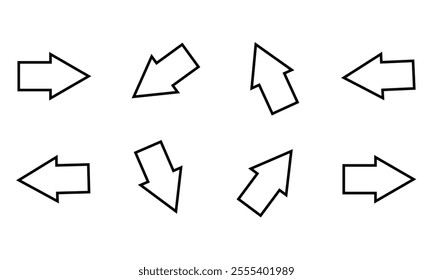 Bold arrow sign collection, set of black arrows icons, isolated on white background - Vector Illustration .