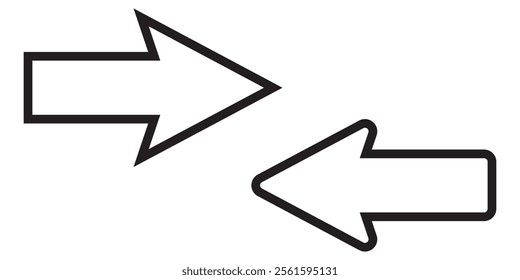 Bold arrow sign collection, set of black arrows icons, isolated on white background - Vector illustration. eps