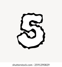 Bold, artistic number 5 design. Number 5 in a wavy, artistic style. Unique number 5, bold and creative. Artistic number 5, bold and eye-catching. Creative font vector.