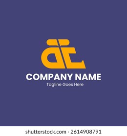 A bold 'AT' logo with strong lines, perfect for a tech company or a modern business venture