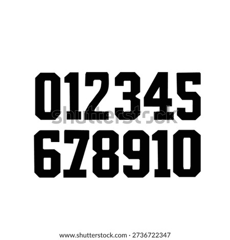 Bold Athletic Number Set for Sports Designs.