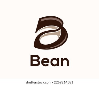 Bold B brown initial bean coffee line art logo icon symbol design template illustration inspiration