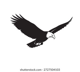 Un águila calva en vuelo con la cabeza blanca.