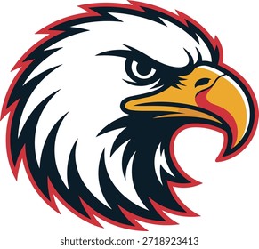 Vector con el logotipo de la cabeza del águila calva audaz – Potente emblema de la mascota del águila americana