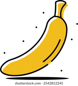 Bold Banana Silhouette Icon in Yellow and Black - Vector Illustration