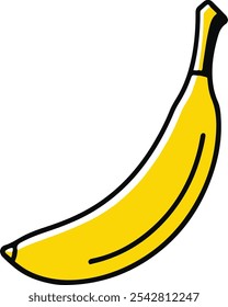 Bold Banana Silhouette Icon in Yellow and Black - Vector Illustration