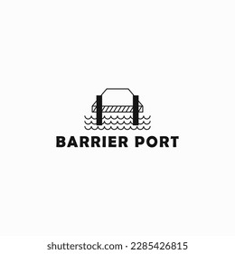 bold barrier port mark sign logo design vector illustration with modern, simple and unique styles. big port icon logo design vector template