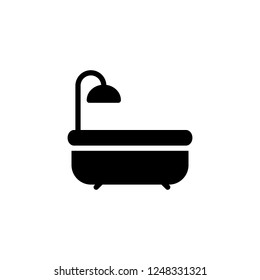 Bold bath tub shower vector icon in solid/glyph style