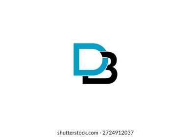 Design de logotipo BD arrojado com iniciais elegantes, simetria abstrata e composição de marca minimalista moderna