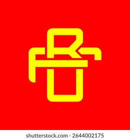 Bold BF Monogram Symbol in Yellow on Red Background – Modern Abstract Logo Design