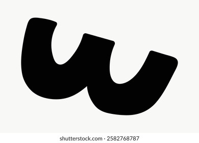 Bold, black, abstract shapes resembling a stylized 'W' on a white background. The design is simple, modern, and striking, emphasizing boldness and abstraction. Funky black shape vector.