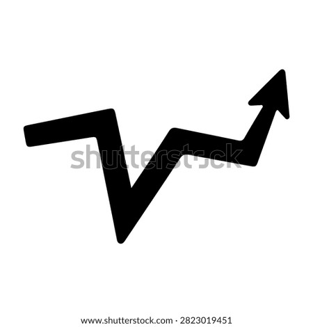 A bold black arrow graph indicating growth and upward trend, symbolizing progress, success, and positive development in business or finance.