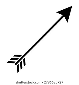 Bold black arrow icon with detailed fletching for directional signage