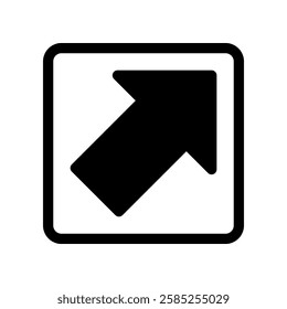 Bold Black Arrow Icon Pointing Upwards Inside a Rectangular Frame