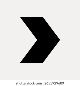 Ícone de seta preta em negrito apontando para a direita. Design de seta simples, perfeito para navegação. O símbolo de seta se destaca em um fundo branco. Gráfico de seta claro e em negrito. Projetar vetor de elemento.