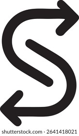 A bold, black arrow icon shaped like the letter S, with arrows pointing up and down.