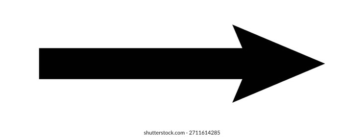 Icono de flecha negra en negrita. Icono de flecha de línea recta que apunta hacia el lado derecho. Flecha larga del Vector aislada en el fondo blanco.