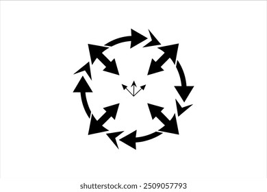 Fette schwarze Pfeilsymbole Set gekrümmt, gebogen und kreisförmig für Navigation und Grafikdesign