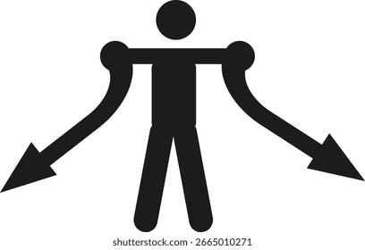 Fette schwarze Pfeilsymbole Einrichten nach unten Links Rechts Zigzag Richtungssymbole für Navigation Web App und Präsentationsdesign