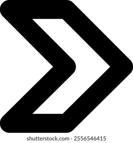 Bold black arrow pointing right, representing forward movement and progress, set against a clean white background, creating a modern and minimalistic design element
