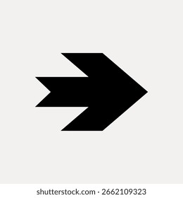 Una flecha negra en negrita que apunta a la derecha. La flecha es simple y clara, ideal para la navegación o la dirección. Flecha apuntando a la derecha para guiar o mover. Vector de elemento de diseño.