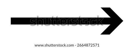 A bold, black arrow pointing to the right against a stark white background. This simple yet impactful graphic symbolizes direction, progress, and forward movement.