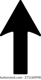 Uma seta preta em negrito apontando diretamente para cima, representando a subida, o crescimento, o upload e a direção ou movimento positivo.