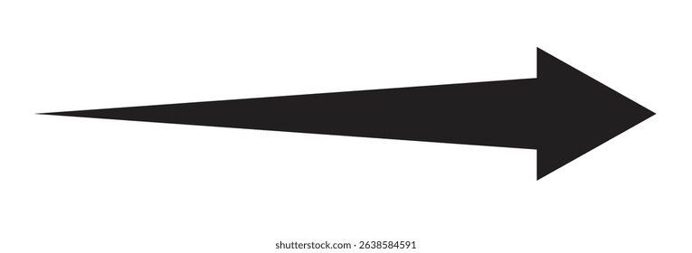 A bold black arrow points to the right against a white background. The arrow has a triangular head and a long, tapering shaft, creating a simple geometric shape