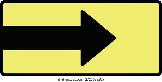 Uma seta preta em negrito aponta para a direita sobre um plano de fundo retangular amarelo-claro. A imagem inteira é emoldurada por uma borda preta grossa com cantos arredondados.