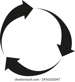 Bold black arrows forming a complete circular cycle - stock vector