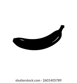 Bold black banana vector illustration for healthy lifestyle designs, fruit branding, packaging, menus, and modern organic marketing visuals