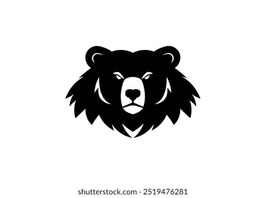 Bold Black Bear Logo on White Background