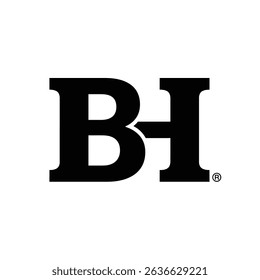 Bold black bh logo initial letters design.